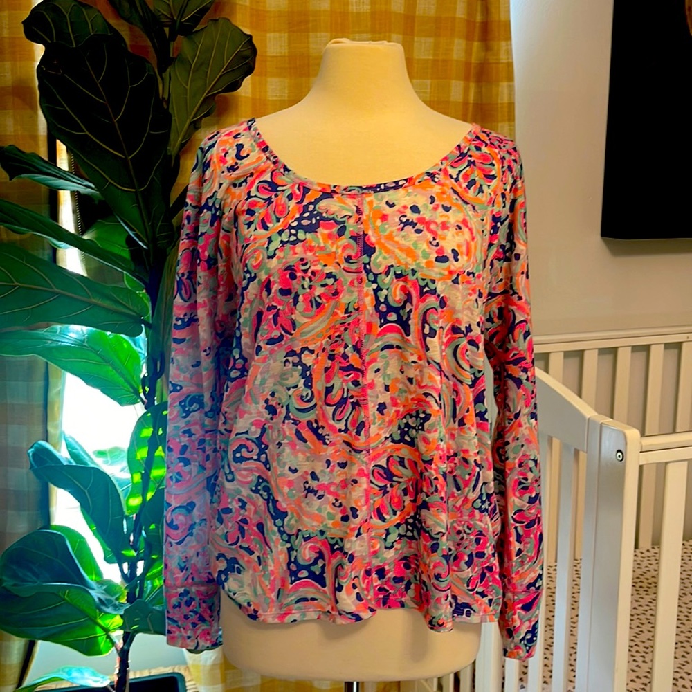 Lilly Pulitzer Luxletic Shirt Top Size Large L Great Condition